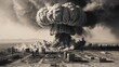 © demzp - Nuclear explosion envelops city in dark clouds of smoke and destruction