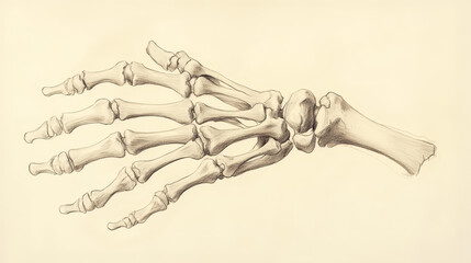 hand and wrist bones vector sketch of human anatomy and medicine design. hand drawn arm of skeleton 