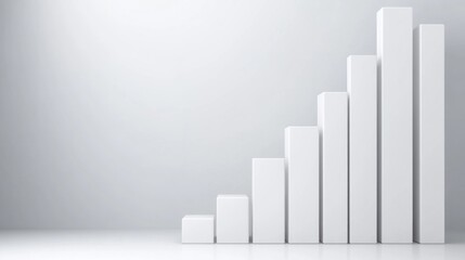 Aufkleber - Ascending White Cubes 3D Render Growth Success and Progress Concept