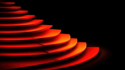 Poster - Abstract Red Curving Layers Geometric Design Background 3D Render Modern Architecture