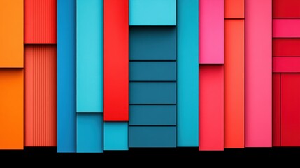 Aufkleber - Abstract Colorful Geometric Background Modern Design with Vibrant Red Blue and Pink Rectangles