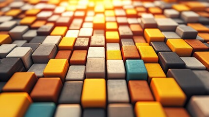 Aufkleber - Abstract Colorful Wooden Blocks Background Texture Geometric Pattern 3D Render