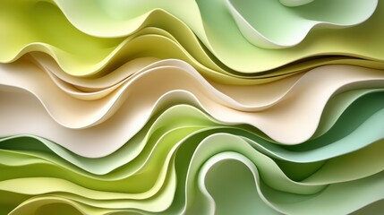 Aufkleber - Abstract Green and Beige Wave Pattern Modern Organic Texture Background
