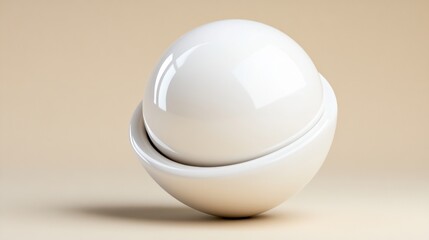 Poster - Abstract White Sphere in Beige Setting Modern Minimalist 3D Render
