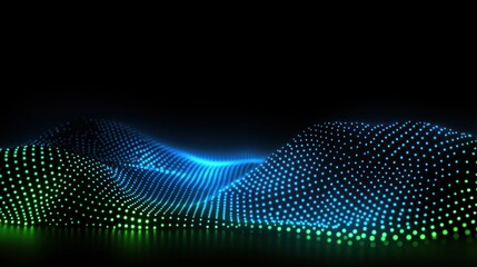 Aufkleber - Abstract Glowing Blue and Green Particle Wave Blur Background