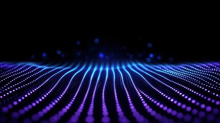 Poster - Blur Background of Abstract Purple and Blue Digital Wave Background Futuristic Technology Glowing Particles Data