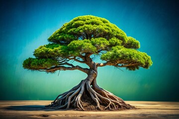 Canvas Print - Minimalist bonsai art: Exposed roots, artistic beauty.