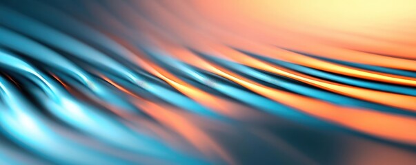 Poster - Brushed abstract background concept. Abstract waves of color blending in soothing blue and orange tones, creating visual harmony.