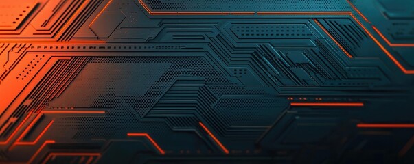 Poster - Brushed abstract background concept. Abstract circuit board design featuring vibrant colors and intricate patterns.