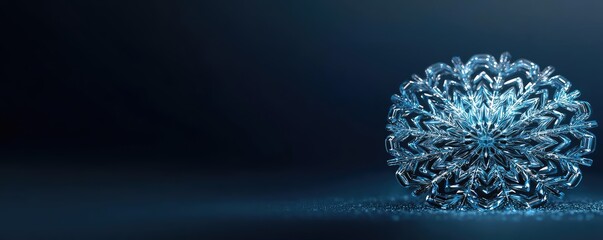 Poster - Snowflake abstract background idea. A detailed, artistic representation of a snowflake in a dark background.
