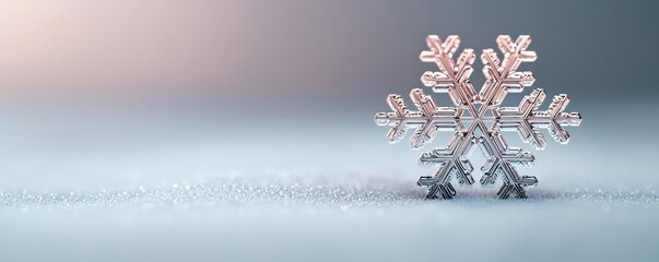 Poster - Snowflake abstract background idea. A delicate snowflake captured on a winter surface, showcasing nature's intricate beauty.