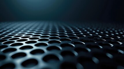 Poster - Brushed abstract background concept. Close-up view of a metallic surface with circular textures and dramatic lighting effects.