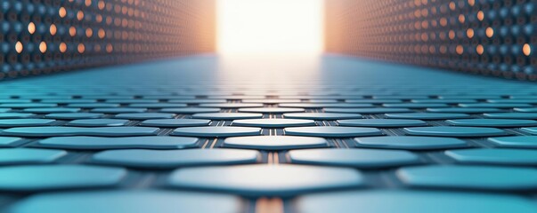Poster - Brushed abstract background concept. Futuristic perspective corridor illuminated, showcasing reflective surfaces and advanced design.