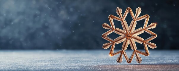 Poster - Snowflake abstract background idea. A beautifully crafted snowflake decoration on a textured surface, symbolizing winter.