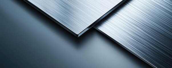 Poster - Brushed abstract background concept. Close-up of polished metal sheets showcasing modern industrial design.