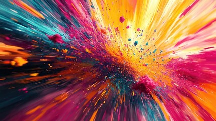 Poster - Splatter abstract background concept. Vibrant explosion of colors creating a stunning visual effect for art and design.