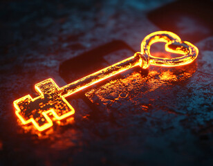 Poster - Glowing Heart Key