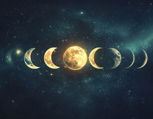 Wall Mural - Moon Phases in Space