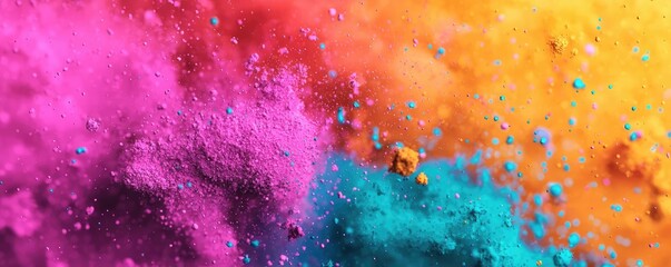 Aufkleber - Splatter abstract background concept. Vibrant powder colors create a beautiful explosion, celebrating joy and festivals.