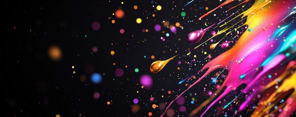 Aufkleber - Splatter abstract background concept. Abstract colorful splashes of paint on a dark background for vibrant artwork.