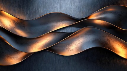 Poster - Brushed abstract background concept. Abstract metallic waves with a reflective surface creating a harmonious design effect.