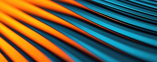 Poster - Brushed abstract background concept. Vibrant abstract wave pattern in orange and blue showcasing fluid dynamics and colors.