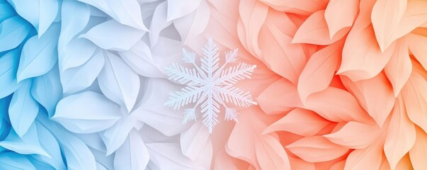 Poster - Snowflake abstract background idea. Abstract floral design with cool and warm colors creating a vibrant visual contrast.