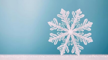 Poster - Snowflake abstract background idea. Beautiful snowflake on a soft blue background, capturing winter's delicate charm.
