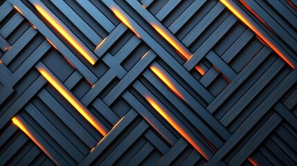 Poster - Brushed abstract background concept. Abstract pattern of woven wooden strips with glowing orange highlights.