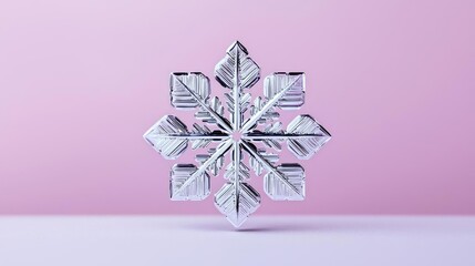 Aufkleber - Snowflake abstract background idea. A stunning snowflake against a soft pink background, showcasing intricate details.