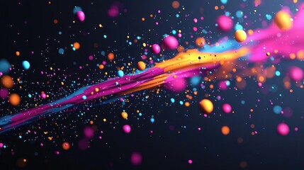Aufkleber - Splatter abstract background concept. Vibrant splashes of color on a dark background, creating a dynamic abstract composition.