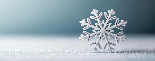 Poster - Snowflake abstract background idea. A delicate snowflake resting on a smooth surface, symbolizing winter's beauty.