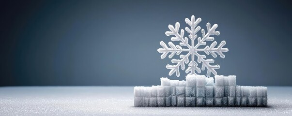 Poster - Snowflake abstract background idea. A delicate snowflake resting on a textured surface, symbolizing winter's beauty.