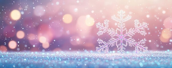 Aufkleber - Snowflake abstract background idea. A shimmering snowflake against a colorful winter background of sparkles and lights.