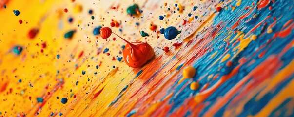 Poster - Splatter abstract background concept. Vibrant splash of colors creating an abstract and dynamic artistic effect.