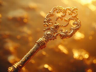 Poster - Golden ornate key. AI.