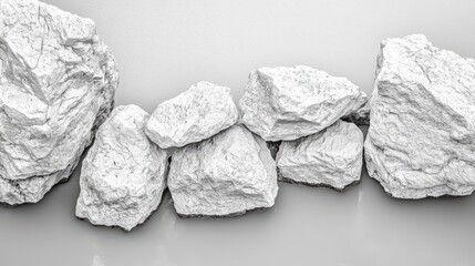 Poster - Textured White Rocks Arrangement on Light Background for Minimalist Design
