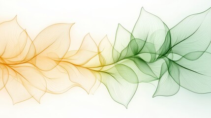 Poster - Colorful Abstract Wave Design with Flowing Lines in Green and Orange Shades