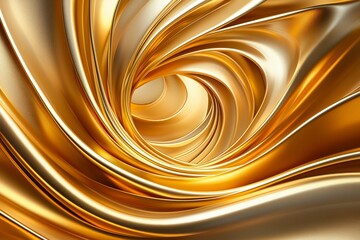 Poster - Abstract Golden Spiral Vortex with Smooth Fabric Texture and Glimmering Surface
