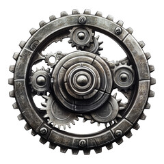 Poster - Classic Gear Icon with intricate detailing, showcasing a mechanical texture, perfect for design projects requiring a transparent background.