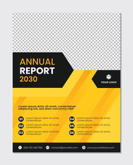 Wall Mural - Creative annual report cover design template black yellow color cut line pattern