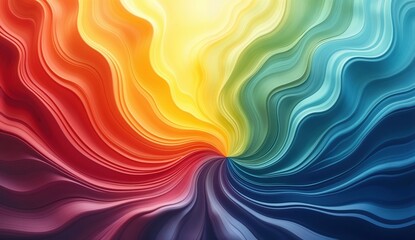 Fototapete - Rainbow gradient with abstract swirls, vibrant colors like red, yellow, green, and blue smoothly flowing into one another.

