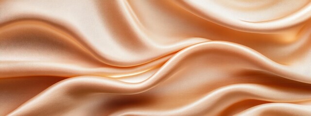 Poster - Peach-colored silk fabric with elegant, soft, flowing waves and folds.