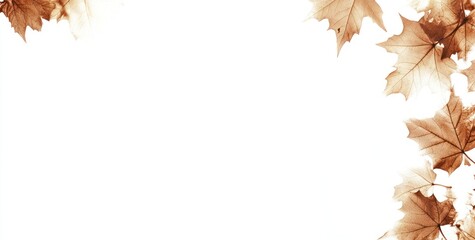 Aufkleber - Autumn leaves border frame on white background.