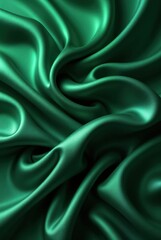 Aufkleber - Emerald green silk-like surface, shiny and smooth folds creating a luxurious feel.
