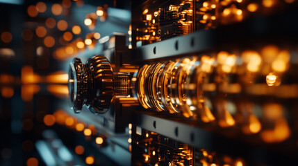 Poster - Advanced technology featuring intricate circuits and glowing elements in a close-up view