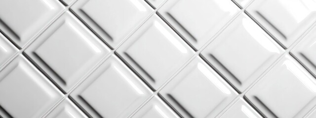 Poster - White diamond-patterned tiles texture.