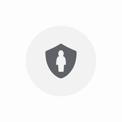 Poster - Security shield person protection system icon vector sign