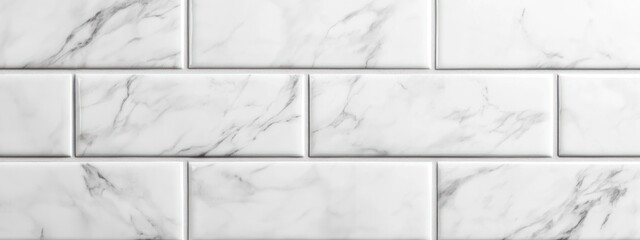 Poster - White marble tile wall texture background.