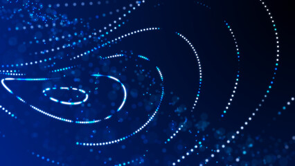 Poster - Sci-fi background. Digital wave with many particles. Big data visualization. Template for festive presentation. 3d